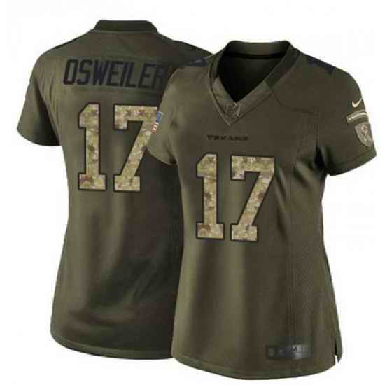 Nike Texans #17 Brock Osweiler Green Womens Stitched NFL Limited Salute to Service Jersey